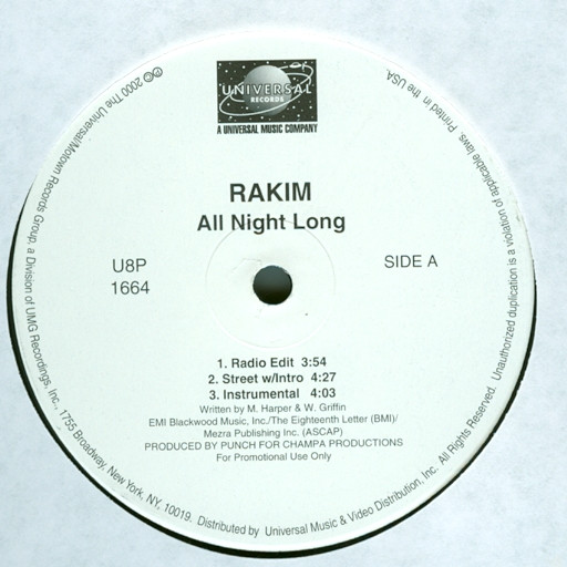 Rakim - All Night Long / Uplift | Universal Records (U8P 1664)