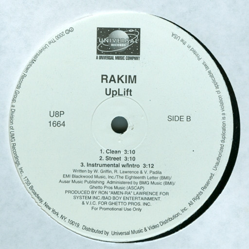 Rakim - All Night Long / Uplift | Universal Records (U8P 1664) - 2