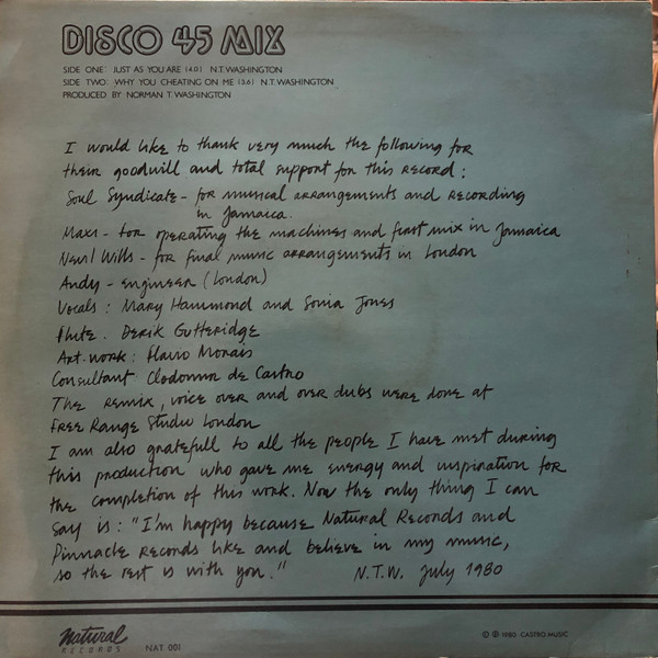 Norman T. Washington - Just As You Are | Natural Records (NAT 001) - 2