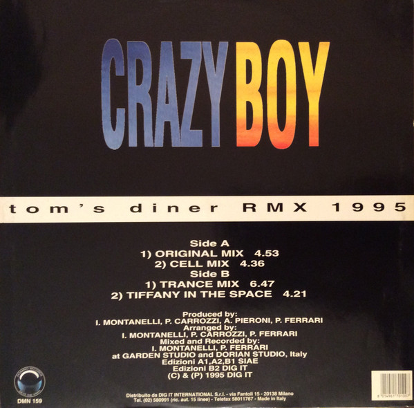 Crazy Boy - Tom's Diner (Rmx 1995) | Domino Records (DMN 159) - 2