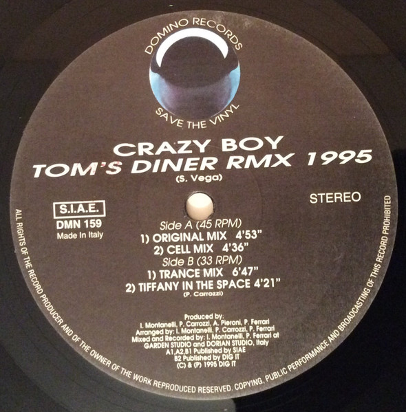Crazy Boy - Tom's Diner (Rmx 1995) | Domino Records (DMN 159) - 3