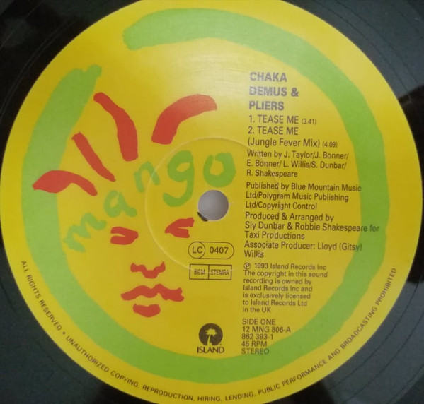 Chaka Demus & Pliers - Tease Me | Mango (12 MNG 806) - 3