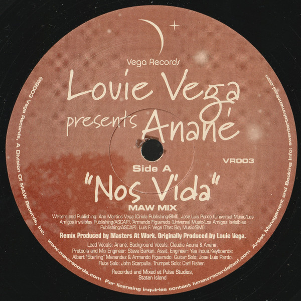 Louie Vega Presents Anané - Nos Vida / Mon Amour | Vega Records (VR003) - 2