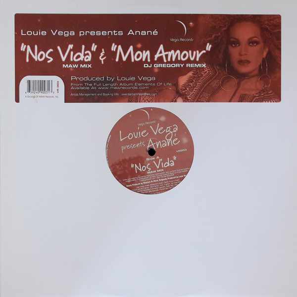 Louie Vega Presents Anané - Nos Vida / Mon Amour | Vega Records (VR003) - main