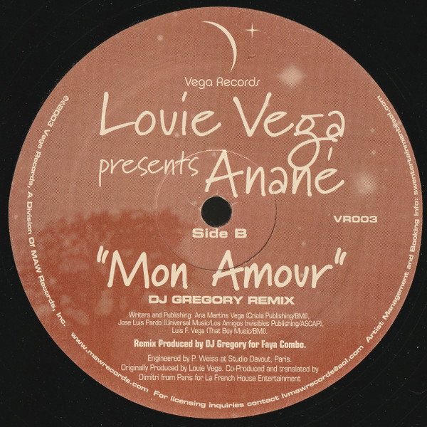 Louie Vega Presents Anané - Nos Vida / Mon Amour | Vega Records (VR003) - 3