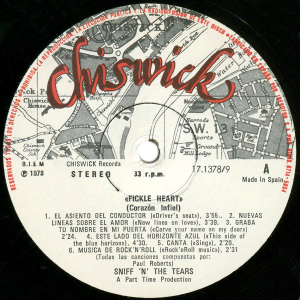 Sniff 'n' The Tears - Filcke Heart = Corazon Infiel | Chiswick Records (17.1378/9) - 2