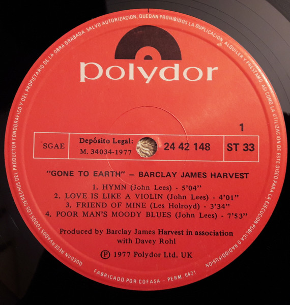 Barclay James Harvest - Gone To Earth | Polydor (24 42 148) - 3