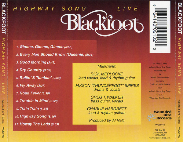 Blackfoot - Highway Song Live | Wounded Bird Records (WOU 910) - 2