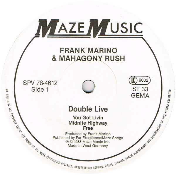 Frank Marino & Mahogany Rush - Double Live | Maze Music (78-4612) - 3