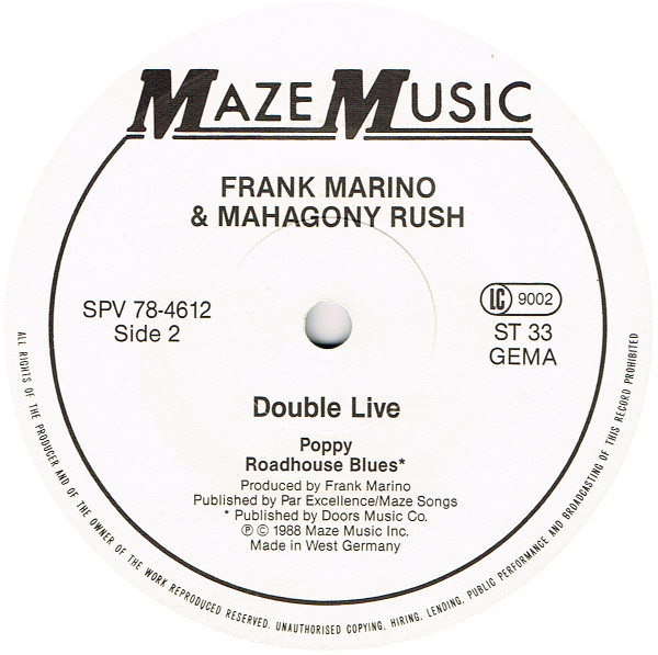 Frank Marino & Mahogany Rush - Double Live | Maze Music (78-4612) - 4