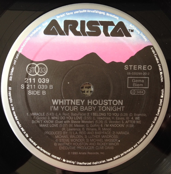 Whitney Houston - I'm Your Baby Tonight | Arista (211 039) - 4