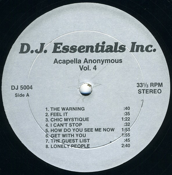 Various - Acapella Anonymous Vol. 4 | DJ Essentials Inc. (DJ 5004)