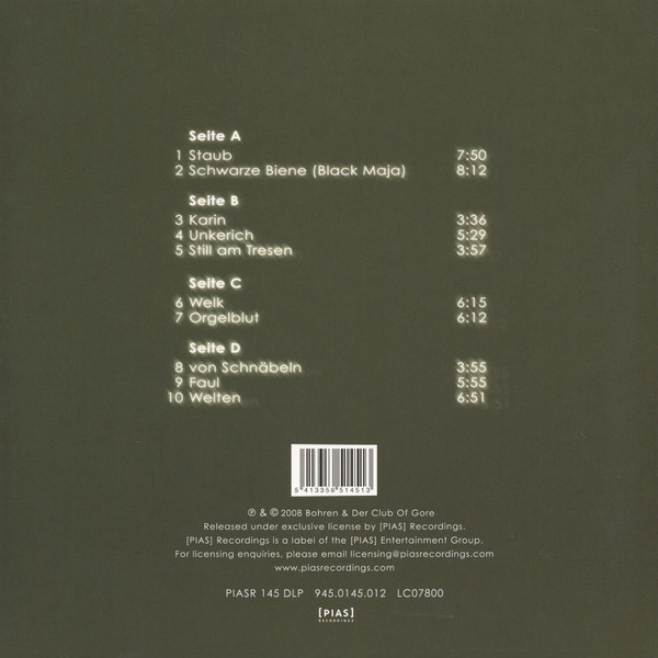 Bohren & Der Club Of Gore - Dolores | [PIAS] Recordings (PIASR 145 DLP) - 2