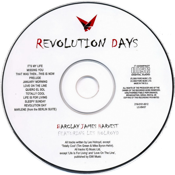Barclay James Harvest Featuring Les Holroyd - Revolution Days | Pure Music Ltd. (219-0101-0012) - 3 Barclay James Harvest Featuring Les Holroyd - Revolution Days | Pure Music Ltd. (219-0101-0012) - 3