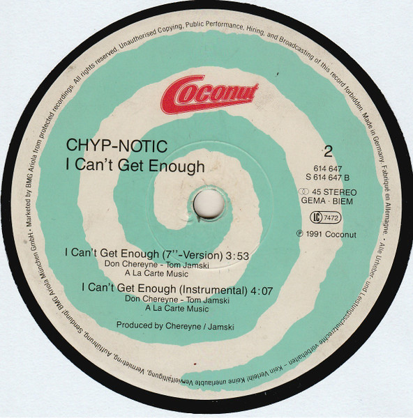 Chyp-Notic - I Can't Get Enough | Coconut (614 647) - 3