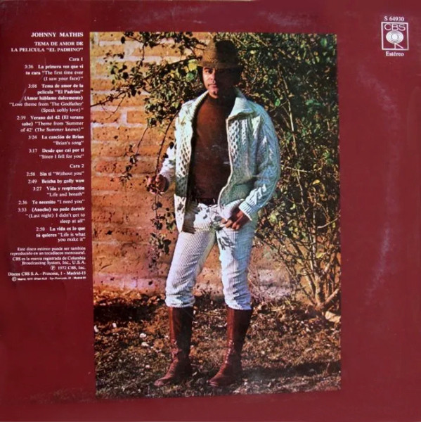 Johnny Mathis - Tema De Amor De La Pelicula "El Padrino" | CBS (S 64930) - 2