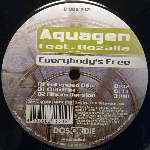 Aquagen Feat. Rozalla - Everybody's Free | Dos Or Die Recordings (DOS 212) - 2 Aquagen Feat. Rozalla - Everybody's Free | Dos Or Die Recordings (DOS 212) - 2