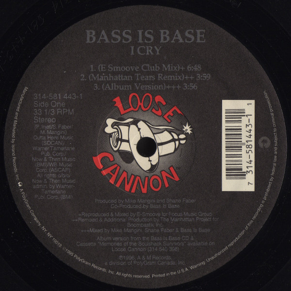 Bass Is Base - I Cry | Loose Cannon (314-581 443-1) - main