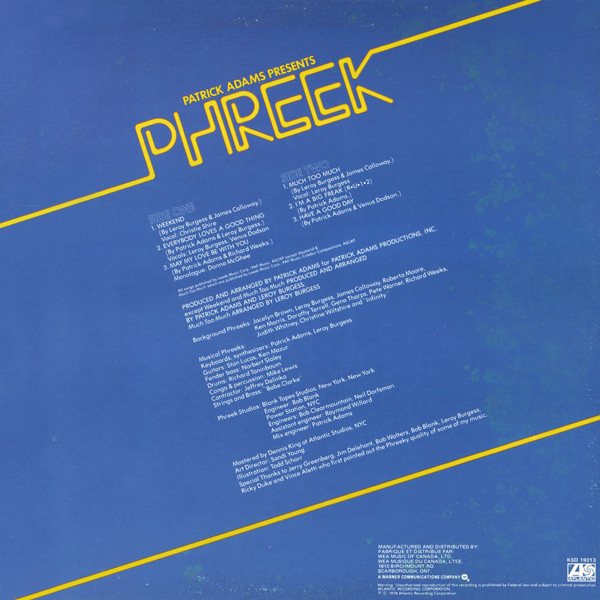 Patrick Adams Presents Phreek - Patrick Adams Presents Phreek [Vinyl] | Atlantic (KSD 19213) - 2