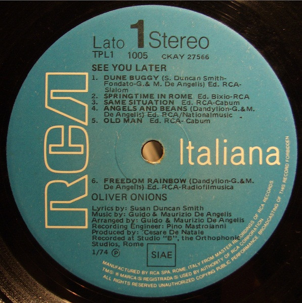 Oliver Onions - See You Later | RCA (TPL1 1005) - 4