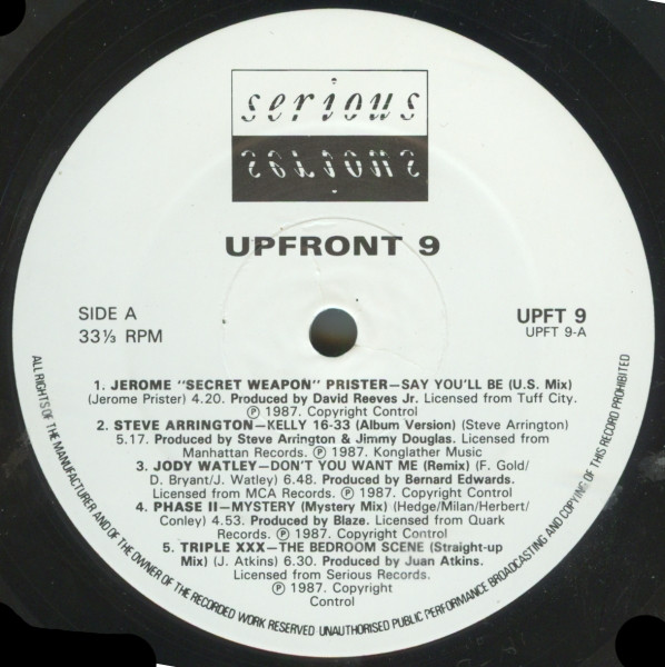 Various - Upfront 9 - A Sign Of The Times | Serious Records (UPFT 9) - 3 Various - Upfront 9 - A Sign Of The Times | Serious Records (UPFT 9) - 3