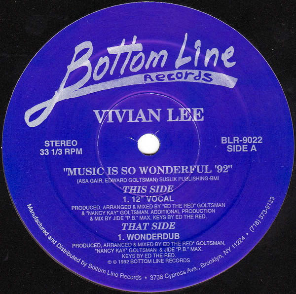 Vivian Lee - Music Is So Wonderful '92 | Bottom Line Records (BLR-9022)