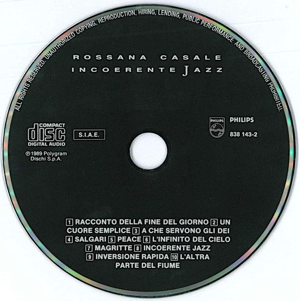 Rossana Casale - Incoerente Jazz | Philips (838 143-2) - 3