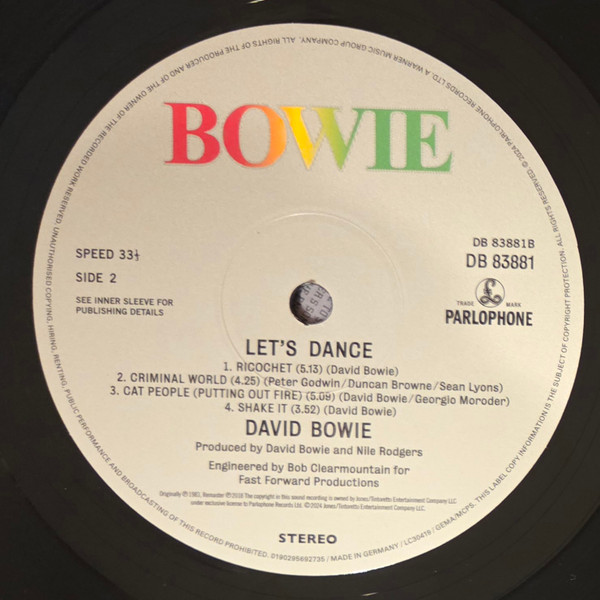 David Bowie - Let's Dance | Parlophone (DB 83881) - 4 David Bowie - Let's Dance | Parlophone (DB 83881) - 4