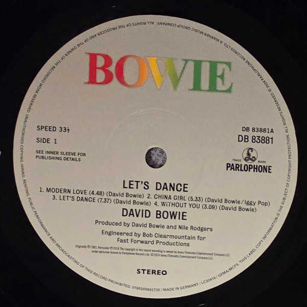 David Bowie - Let's Dance | Parlophone (DB 83881) - 3 David Bowie - Let's Dance | Parlophone (DB 83881) - 3