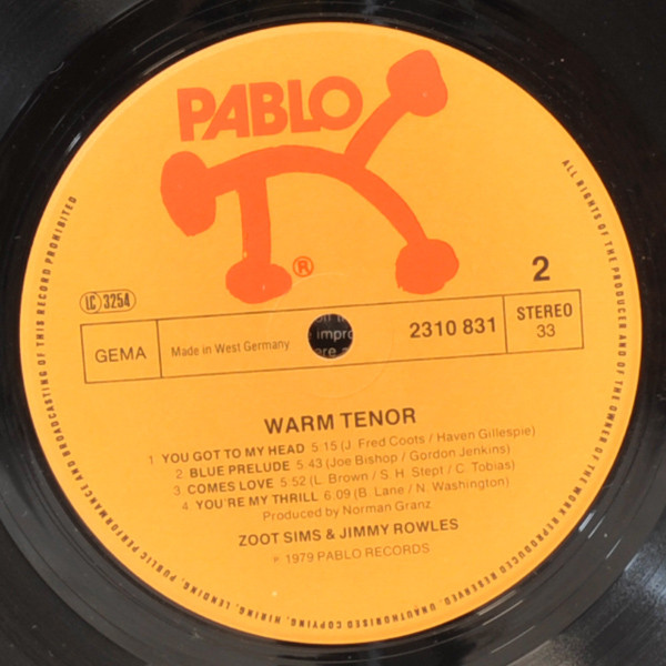 Zoot Sims And Jimmy Rowles - Warm Tenor | Pablo Records (2310 831) - 4