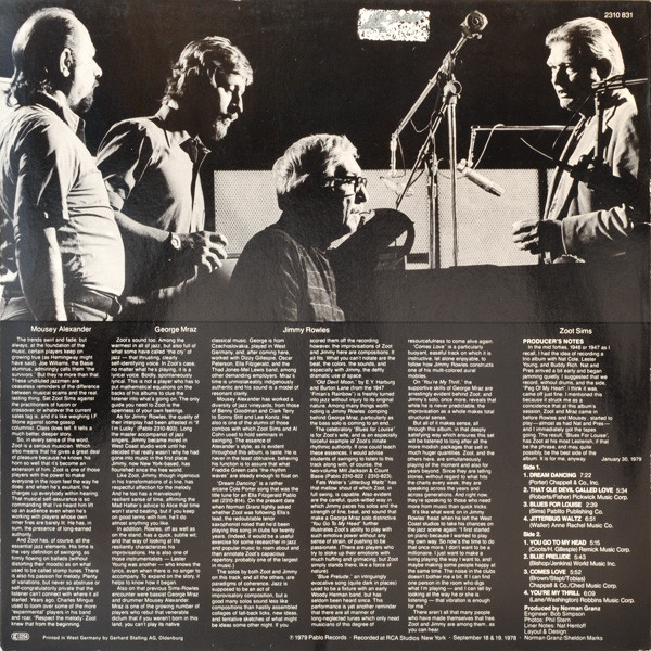 Zoot Sims And Jimmy Rowles - Warm Tenor | Pablo Records (2310 831) - 2