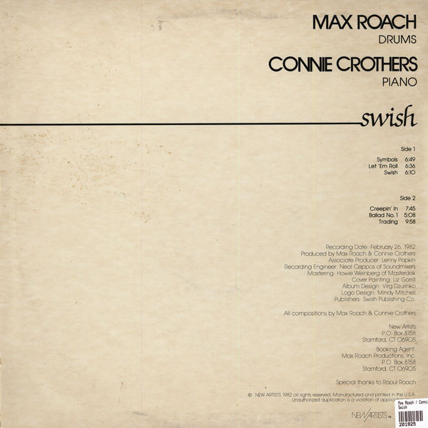 Max Roach , Connie Crothers - Swish | New Artists (NA1001) - 2