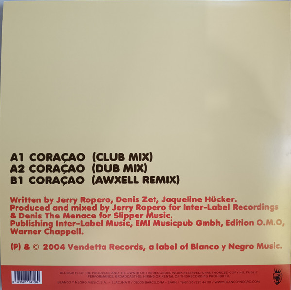 Jerry Ropero & Denis The Menace Pres Sabor Feat. Jaqueline - Coração (Black Vinyl) | Vendetta Records (VENMX 523) - 2 Jerry Ropero & Denis The Menace Pres Sabor Feat. Jaqueline - Coração (Black Vinyl) | Vendetta Records (VENMX 523) - 2