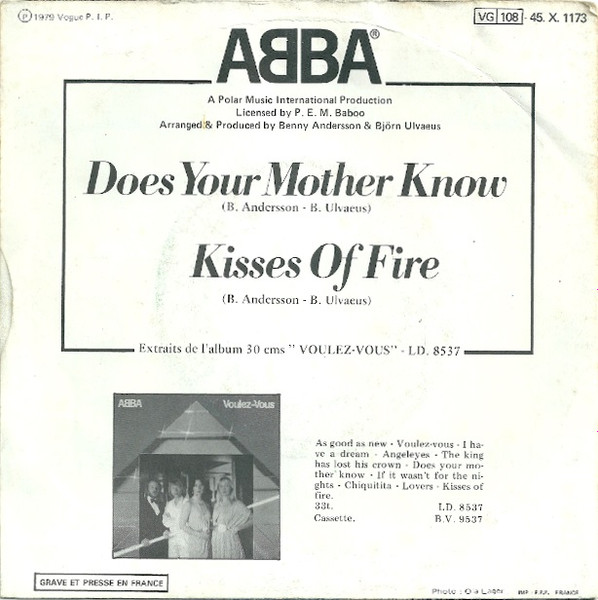 ABBA - Does Your Mother Know / Kisses Of Fire | Vogue (45. X. 1173) - 2
