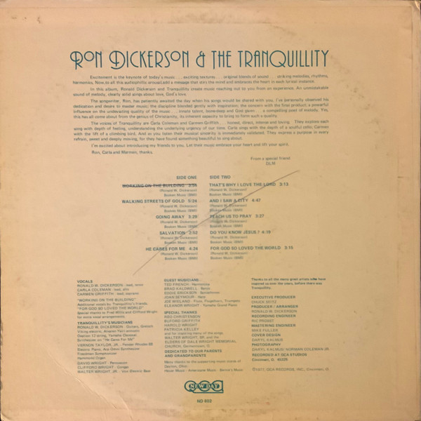 Ronald W. Dickerson & The Tranquillity - Ron Dickerson & The Tranquillity | QCA/New Day (ND 802) - 2 Ronald W. Dickerson & The Tranquillity - Ron Dickerson & The Tranquillity | QCA/New Day (ND 802) - 2