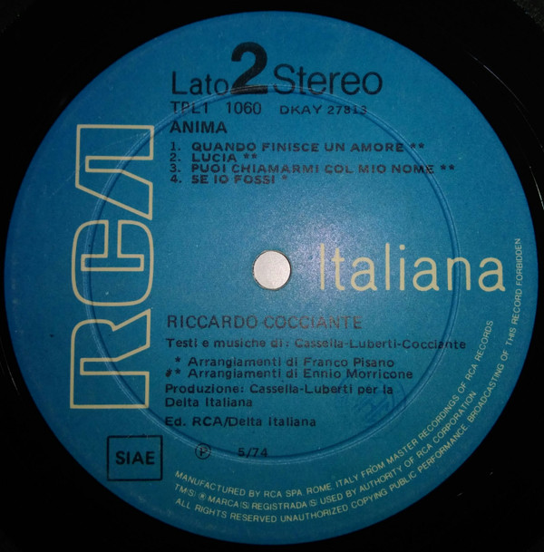 Riccardo Cocciante - Anima | RCA (TPL1-1060) - 4 Riccardo Cocciante - Anima | RCA (TPL1-1060) - 4