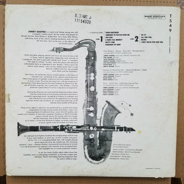 Jimmy Giuffre - Jimmy Giuffre | Capitol Records (T 549) - 3