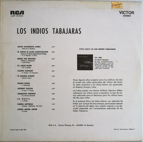 Los Indios Tabajaras - Los Indios Tabajaras | RCA Victor (LSP-10332) - 2