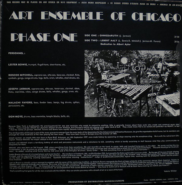 The Art Ensemble Of Chicago - Phase One | America Records (30 AM 6116) - 3