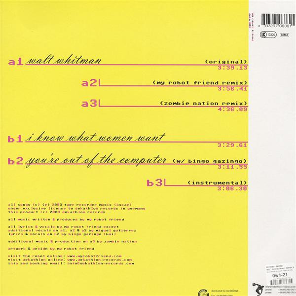 My Robot Friend - Walt Whitman | Dekathlon Records (DEKA 008) - 2