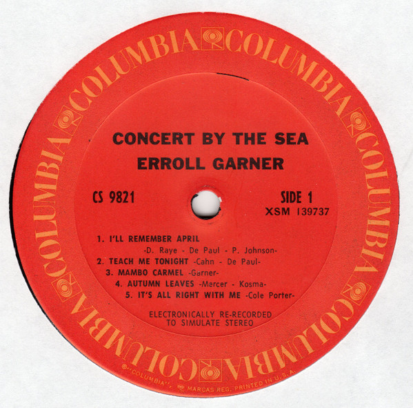 Erroll Garner - Concert By The Sea | Columbia (CS 9821) - 3 Erroll Garner - Concert By The Sea | Columbia (CS 9821) - 3