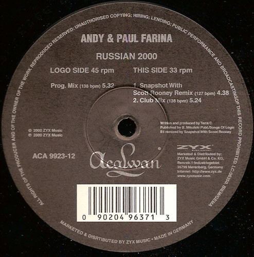 Andy & Paul Farina - Russian 2000 | Acalwan (ACA 9923-12) - 2 Andy & Paul Farina - Russian 2000 | Acalwan (ACA 9923-12) - 2