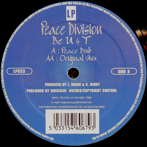 Peace Division - Be U 4 T | Low Pressings (LP023) - main Peace Division - Be U 4 T | Low Pressings (LP023) - main
