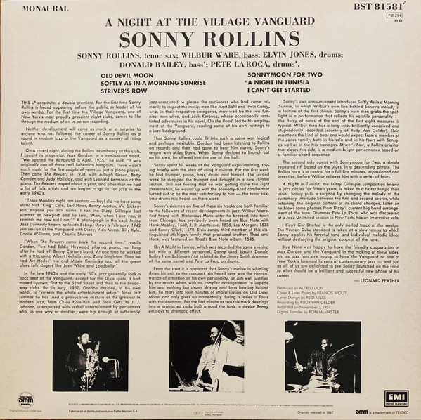 Sonny Rollins - A Night At The Village Vanguard | Blue Note (BST 81581) - 2