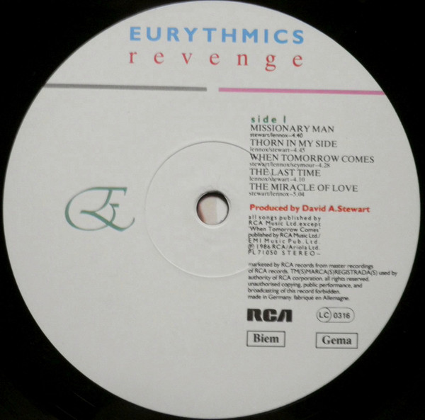Eurythmics - Revenge | RCA (PL71050) - 3 Eurythmics - Revenge | RCA (PL71050) - 3