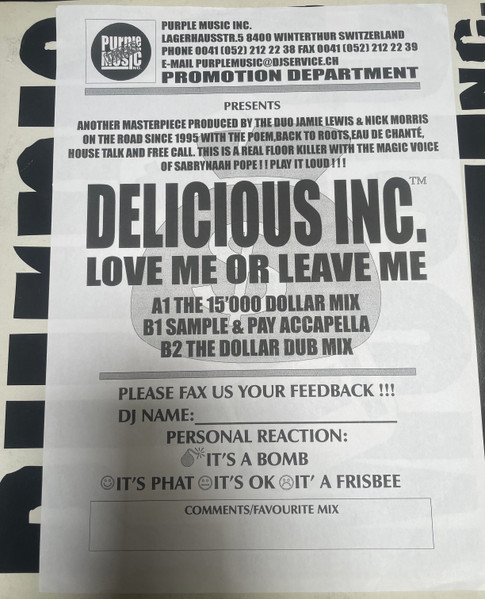 Delicious Inc. - Love Me Or Leave Me | Purple Tracks (PT 011) - 3
