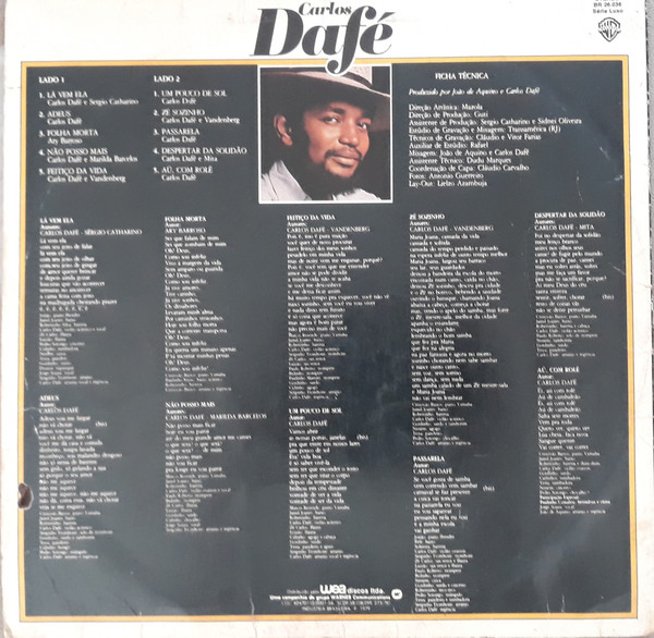 Carlos Dafé - Malandro Dengoso | Warner Bros. Records (BR 26.036) - 2