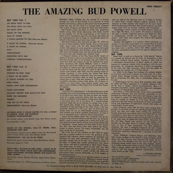 Bud Powell - The Amazing Bud Powell (Volume 1) | Blue Note (BLP 1503) - 2