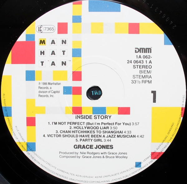 Grace Jones - Inside Story | Manhattan Records (1A 062-24 0643 1) - 2