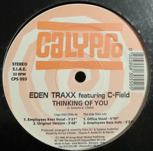 Eden Trax Featuring C-Field - Thinking Of You | Calypso Records (CPS 093)